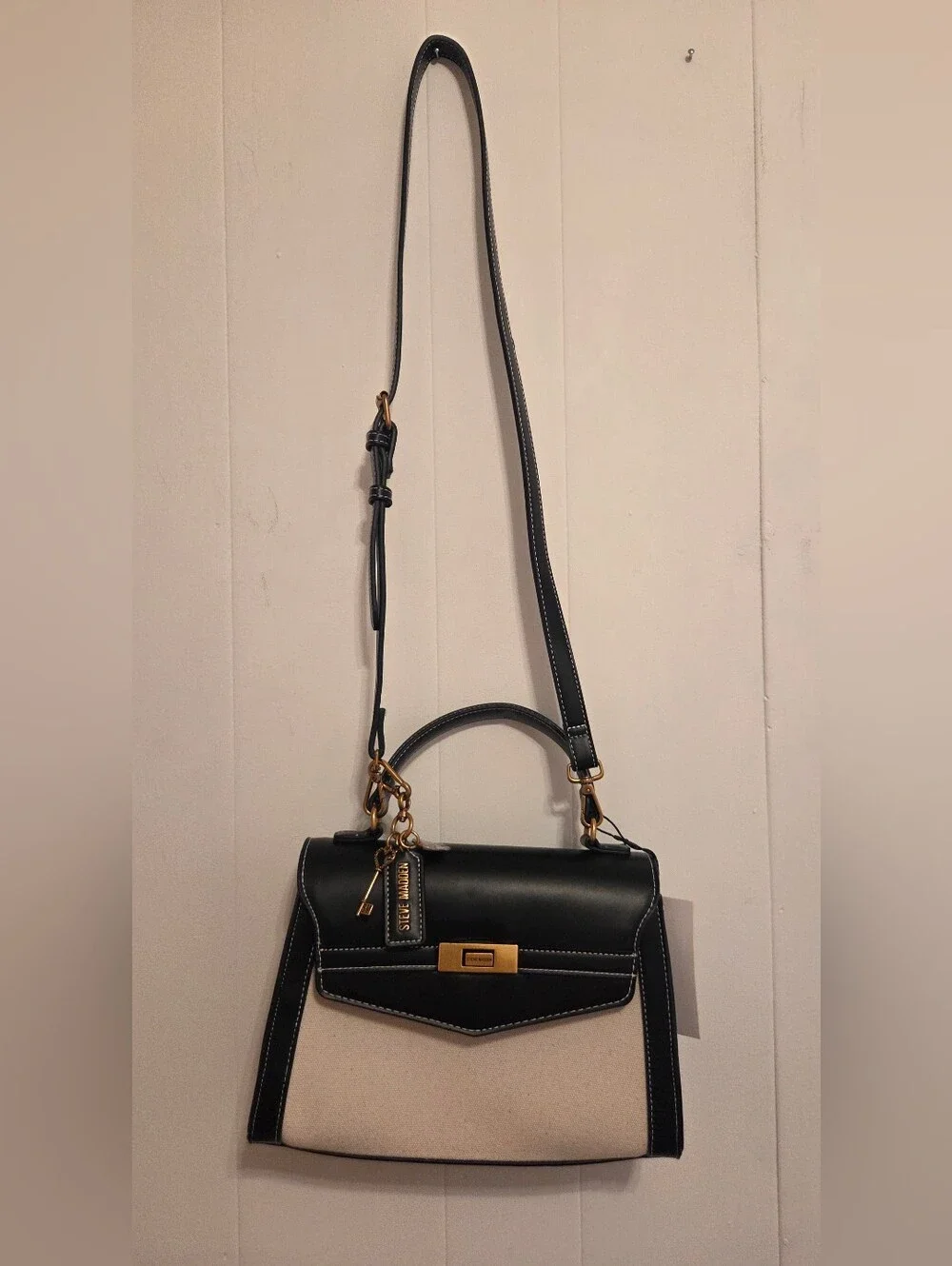 NWT Steve Madden Top-Handle Satchel with Crossbody Strap Hang Tag Charms